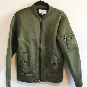 Olive Streetwear Bomber with Modern Mesh Material